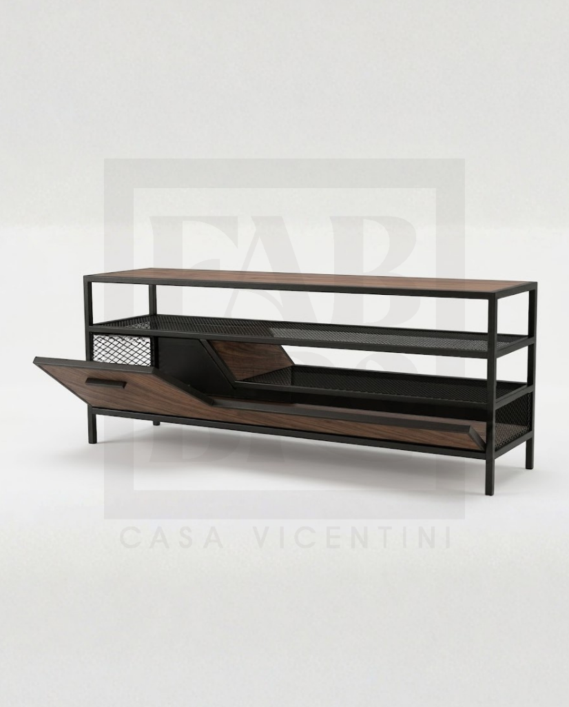 Rack de TV ESS, pino y acero