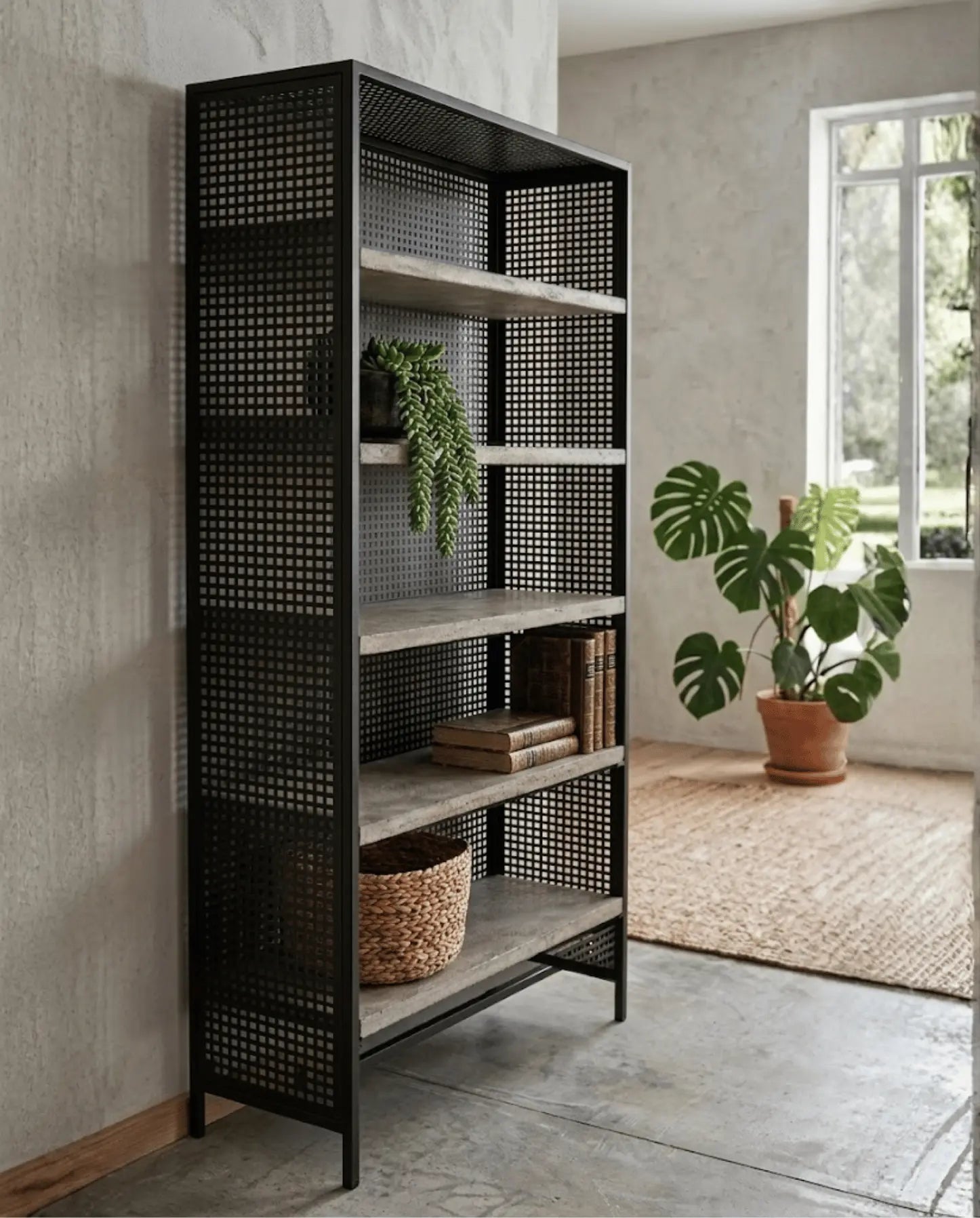 Estanteria, madera y acero