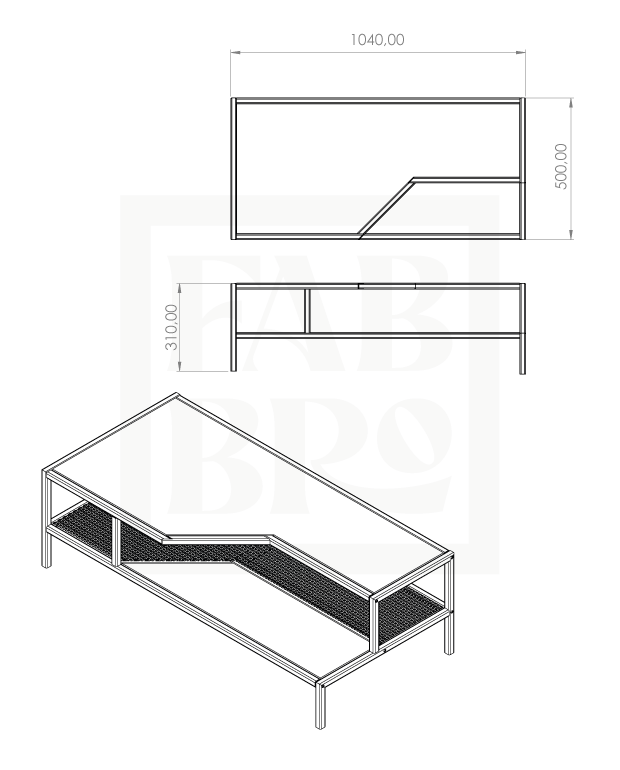 Mesa de centro ESS, pino y acero